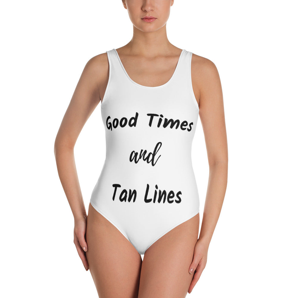Top Shelf Habits Good Times and Tan Lines One Piece Swimsuit White
